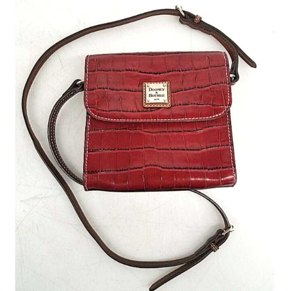 Croco Dooney & Bourke Red Leather Small Crossbody